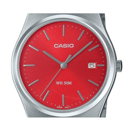 Casio Standard analoginen ruostumattomasta teräksestä valmistettu punainen kellotaulu kvartsi MTP-B145D-4A2V Unisex kello