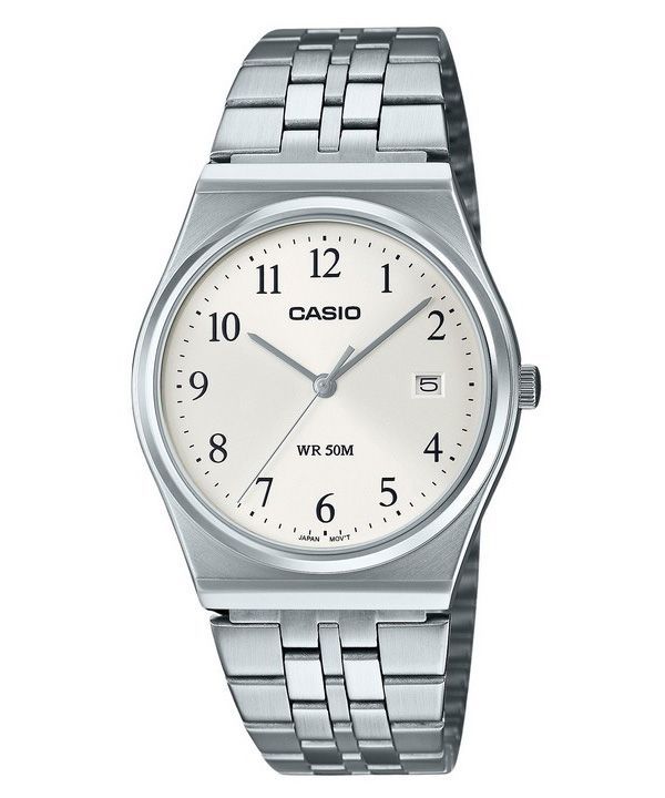 Casio Standard Analoginen ruostumattomasta teräksestä valmistettu valkoinen kellotaulu kvartsi MTP-B145D-7B miesten kello