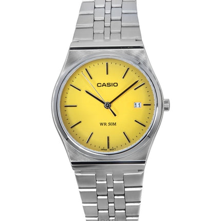 Casio Standard Analoginen ruostumattomasta teräksestä valmistettu keltainen kellotaulu kvartsi MTP-B145D-9AV Unisex kello