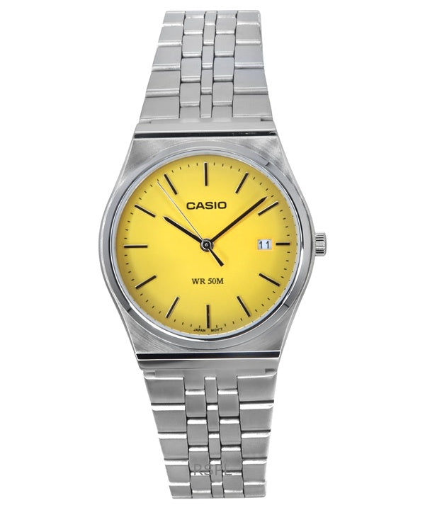 Casio Standard Analoginen ruostumattomasta teräksestä valmistettu keltainen kellotaulu kvartsi MTP-B145D-9AV Unisex kello