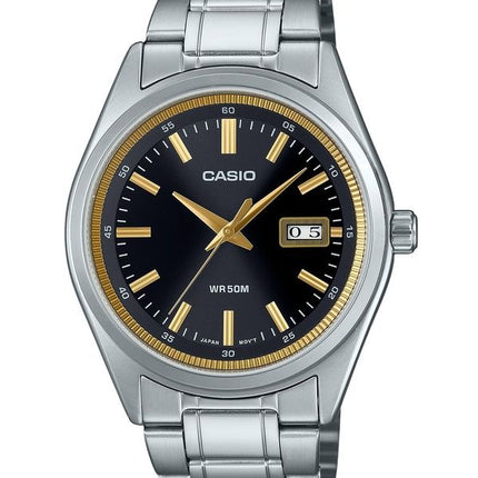 Casio Standard Analoginen ruostumattomasta teräksestä valmistettu musta kellotaulu kvartsi MTP-B180D-1A2V miesten kello