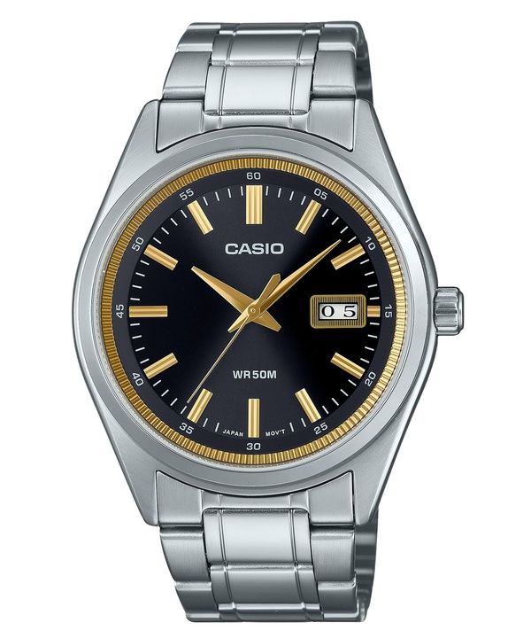 Casio Standard Analoginen ruostumattomasta teräksestä valmistettu musta kellotaulu kvartsi MTP-B180D-1A2V miesten kello