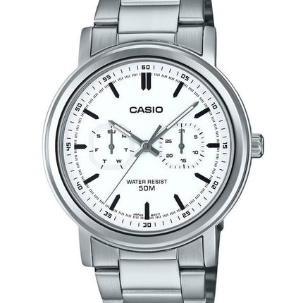 Casio Standard Analoginen ruostumattomasta teräksestä valmistettu valkoinen kellotaulu kvartsi MTP-E335D-7EV miesten kello