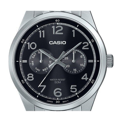 Casio Standard Analoginen ruostumattomasta teräksestä valmistettu musta kellotaulu kvartsi MTP-E340D-1AV miesten kello