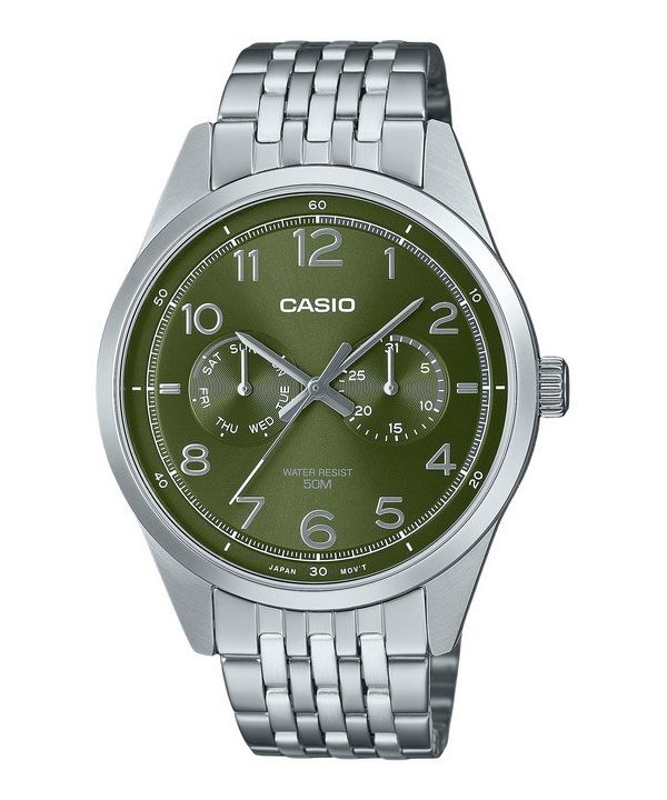 Casio Standard analoginen ruostumattomasta teräksestä valmistettu vihreä kellotaulu kvartsi MTP-E340D-3AV miesten kello