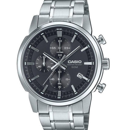 Casio Standard Analog Chronograph ruostumattomasta teräksestä valmistettu musta kellotaulu kvartsi MTP-E510D-1A1V miesten kello