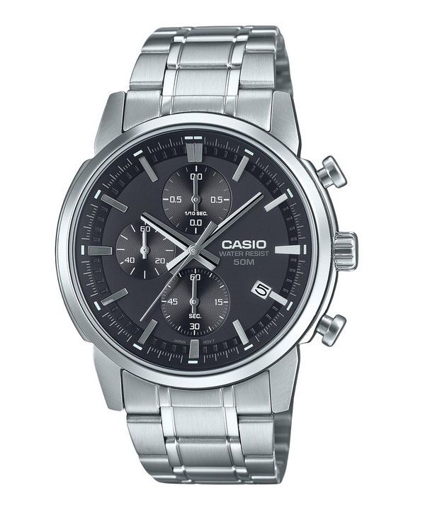 Casio Standard Analog Chronograph ruostumattomasta teräksestä valmistettu musta kellotaulu kvartsi MTP-E510D-1A1V miesten kello