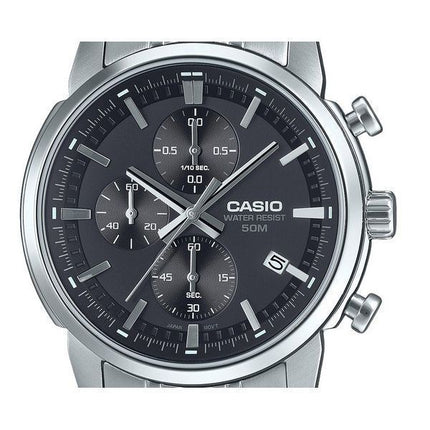 Casio Standard Analog Chronograph ruostumattomasta teräksestä valmistettu musta kellotaulu kvartsi MTP-E510D-1A1V miesten kello