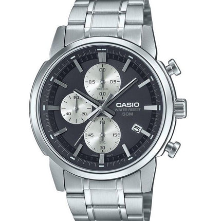 Casio Standard Analog Chronograph ruostumaton teräs musta kellotaulu kvartsi MTP-E510D-1A2V miesten kello