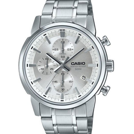 Casio Standard Analog Chronograph ruostumattomasta teräksestä hopea kellotaulu kvartsi MTP-E510D-7AV miesten kello