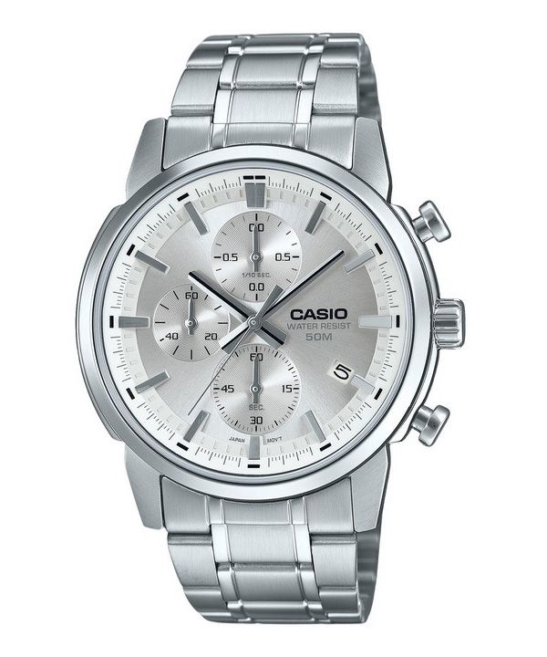 Casio Standard Analog Chronograph ruostumattomasta teräksestä hopea kellotaulu kvartsi MTP-E510D-7AV miesten kello