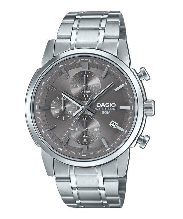 Casio Standard Analog Chronograph ruostumattomasta teräksestä valmistettu harmaa kellotaulu kvartsi MTP-E510D-8AV miesten kello