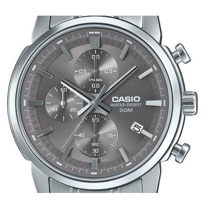 Casio Standard Analog Chronograph ruostumattomasta teräksestä valmistettu harmaa kellotaulu kvartsi MTP-E510D-8AV miesten kello