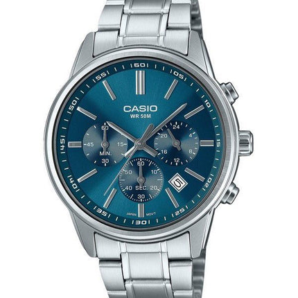 Casio Standard Analog Chronograph ruostumaton teräs sininen kellotaulu kvartsi MTP-E515D-2A1V miesten kello