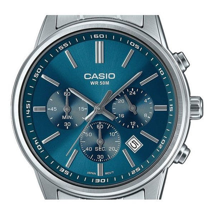 Casio Standard Analog Chronograph ruostumaton teräs sininen kellotaulu kvartsi MTP-E515D-2A1V miesten kello