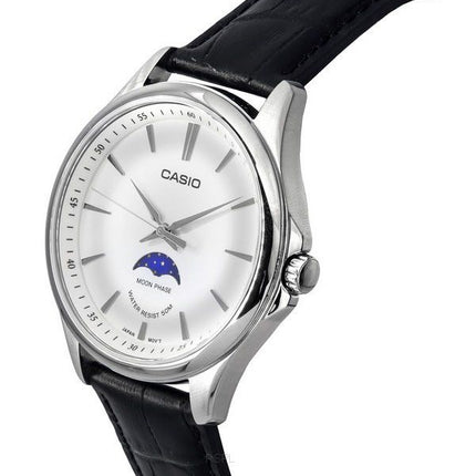 Casio Standard Analog Moon Phase nahkaranneke hopea kellotaulu kvartsi MTP-M100L-7A miesten kello