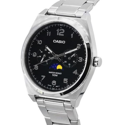 Casio Standard Analog Moon Phase musta kellotaulu kvartsi MTP-M300D-1A MTPM300D-1 miesten kello