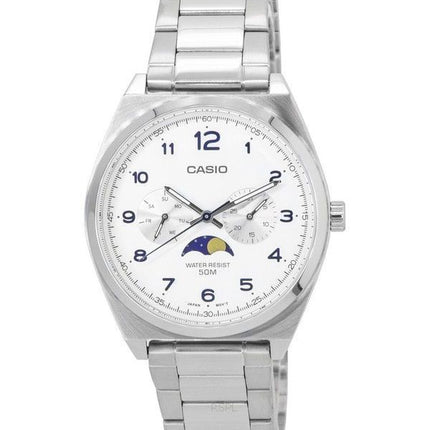 Casio Standard Analog Moon Phase valkoinen kellotaulu kvartsi MTP-M300D-7A MTPM300D-7 miesten kello