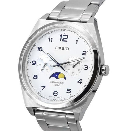 Casio Standard Analog Moon Phase valkoinen kellotaulu kvartsi MTP-M300D-7A MTPM300D-7 miesten kello