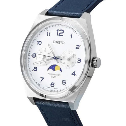 Casio Standard Analog Moon Phase valkoinen kellotaulu nahkaranneke kvartsi MTP-M300L-7A MTPM300L-7 miesten kello