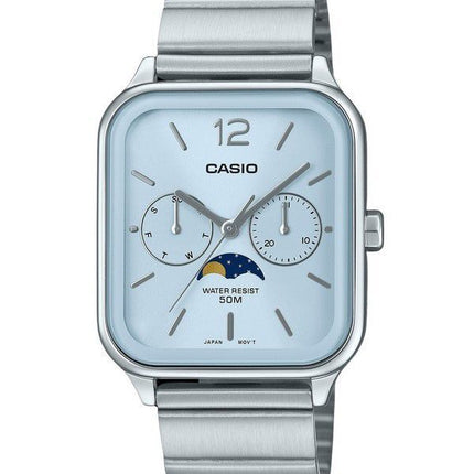 Casio Standard Analog Moon Phase ruostumattomasta teräksestä valmistettu vauvansininen kellotaulu kvartsi MTP-M305D-2AV miesten