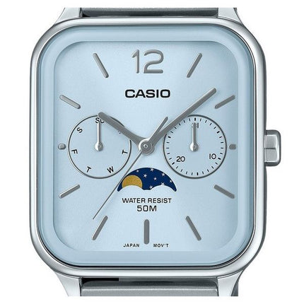 Casio Standard Analog Moon Phase ruostumattomasta teräksestä valmistettu vauvansininen kellotaulu kvartsi MTP-M305D-2AV miesten