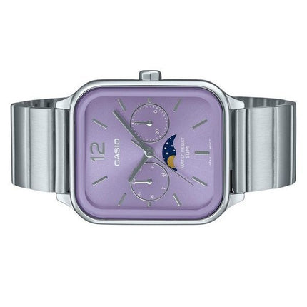 Casio Standard Analog Moon Phase ruostumaton teräs, violetti kellotaulu kvartsi MTP-M305D-6AV miesten kello