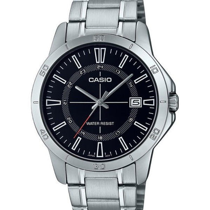 Casio Standard Analoginen ruostumattomasta teräksestä valmistettu musta kellotaulu kvartsi MTP-V004D-1C miesten kello