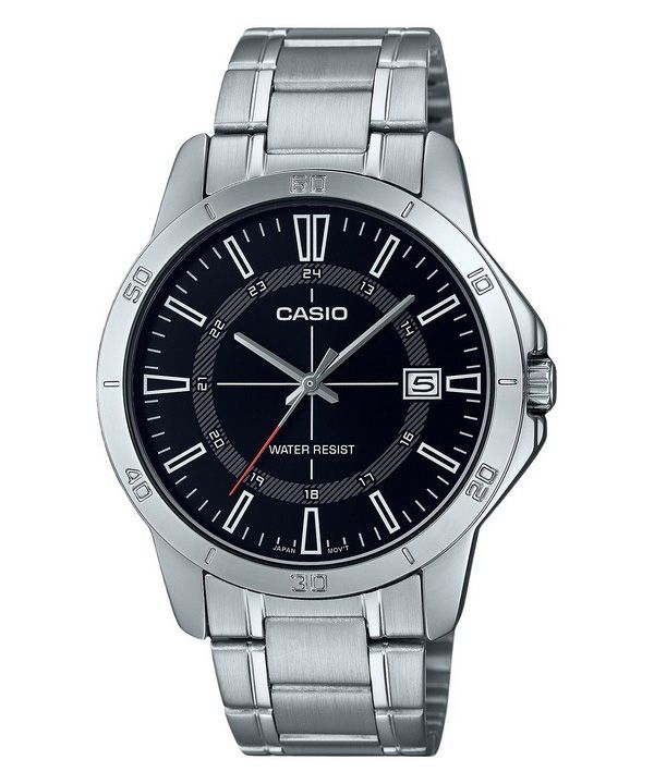 Casio Standard Analoginen ruostumattomasta teräksestä valmistettu musta kellotaulu kvartsi MTP-V004D-1C miesten kello