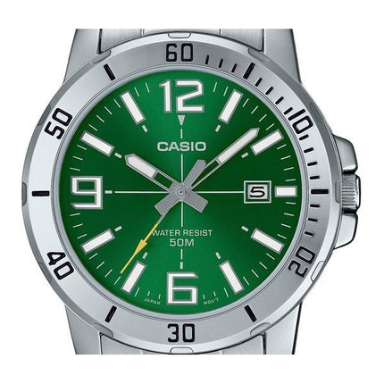 Casio Standard analoginen ruostumattomasta teräksestä valmistettu vihreä kellotaulu kvartsi MTP-VD01D-3BV miesten kello