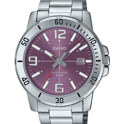 Casio Standard Analoginen ruostumattomasta teräksestä valmistettu violetti kellotaulu kvartsi MTP-VD01D-6BV miesten kello