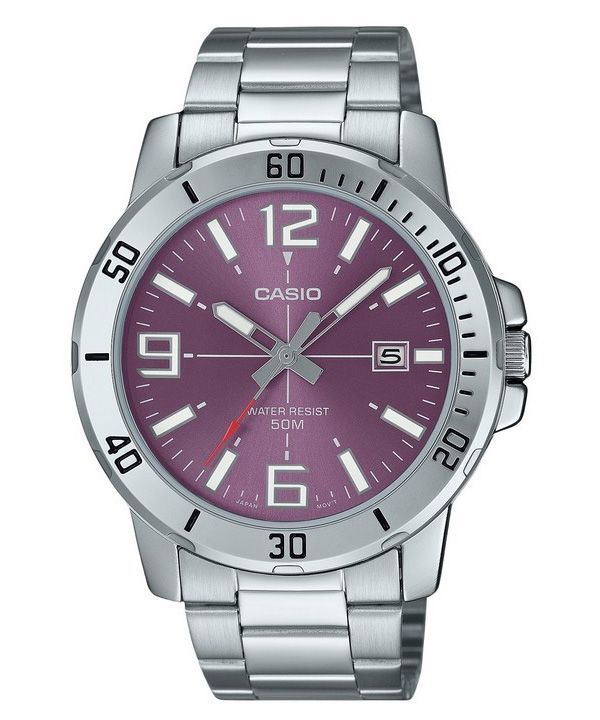 Casio Standard Analoginen ruostumattomasta teräksestä valmistettu violetti kellotaulu kvartsi MTP-VD01D-6BV miesten kello