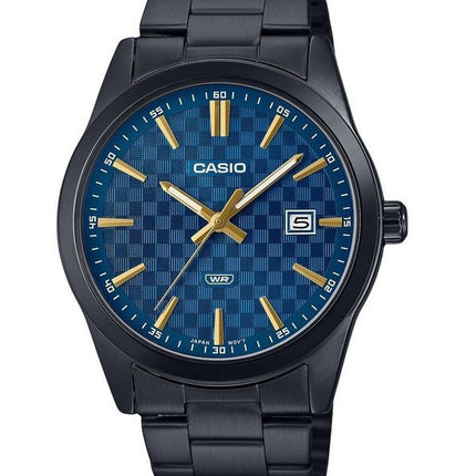 Casio Standard analoginen musta ionipinnoitettu ruostumaton teräs sininen kellotaulu kvartsi MTP-VD03B-2A miesten kello