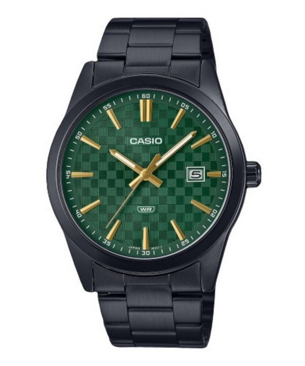 Casio Standard analoginen ionipinnoitettu ruostumattomasta teräksestä valmistettu vihreä kellotaulu kvartsi MTP-VD03B-3A miesten