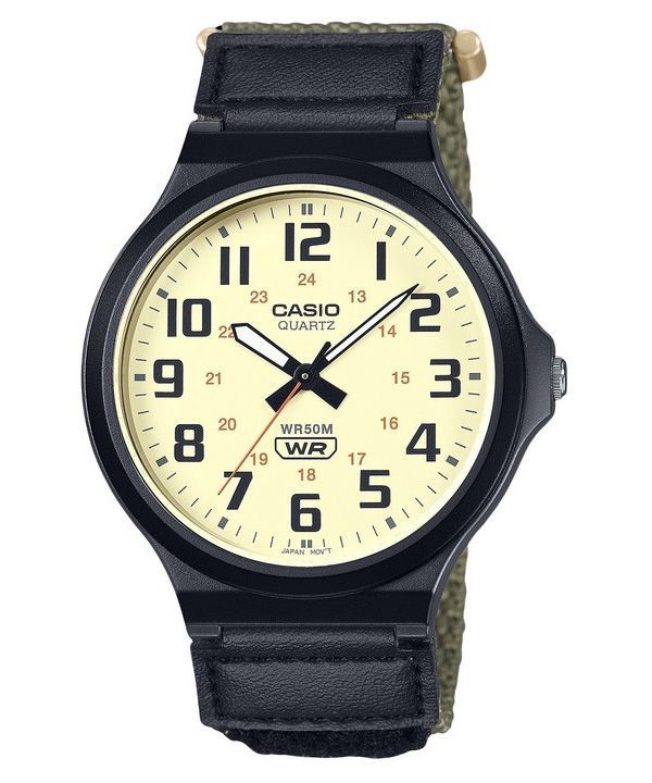 Casio Standard analoginen kangashihna beige kellotaulu kvartsi MW-240B-3BV miesten kello