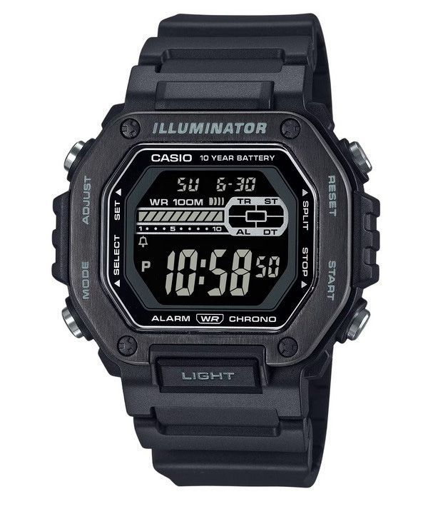 Casio Standard digitaalinen musta hartsihihna sininen kellotaulu kvartsi MWD-110HB-1BV 100M miesten kello