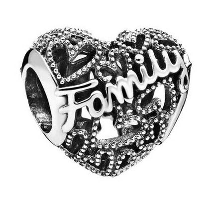 Pandora Family Heart Sterling hopea Charm 798571C00 naisille