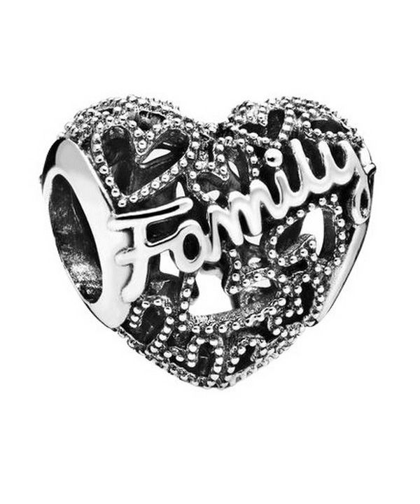 Pandora Family Heart Sterling hopea Charm 798571C00 naisille