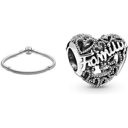 Pandora Family Heart Sterling hopea Charm 798571C00 naisille