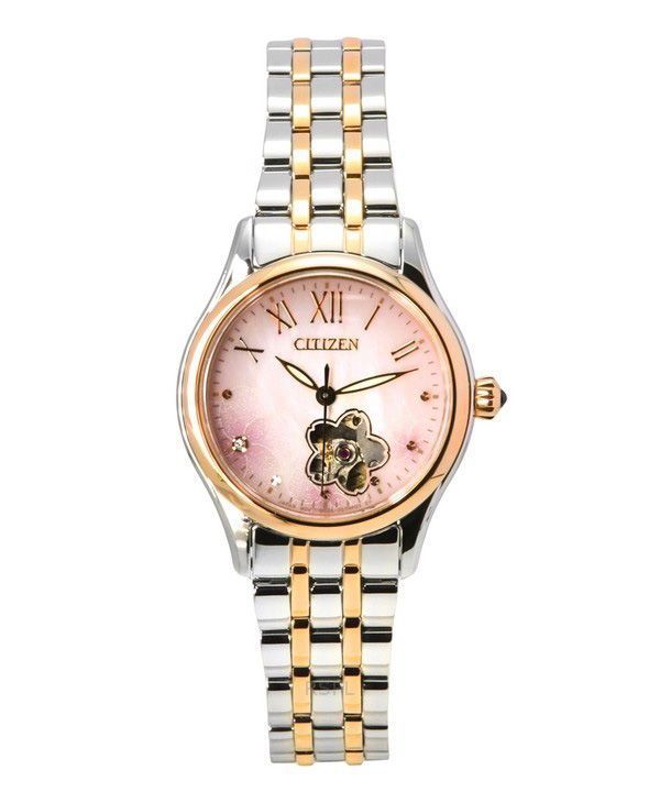 Citizen Limited Edition Diamond Accent Pink Mother Of Pearl Open Heart Dial automaattinen PR1044-87Y naisten kello