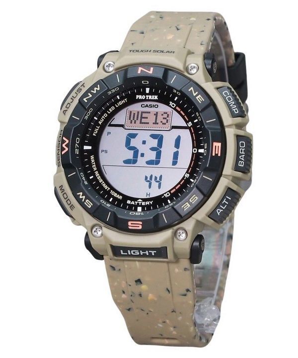 Casio ProTrek Climber Line digitaalinen beige silikoniranneke, kestävä solar PRG-340SC-5 100M miesten kello