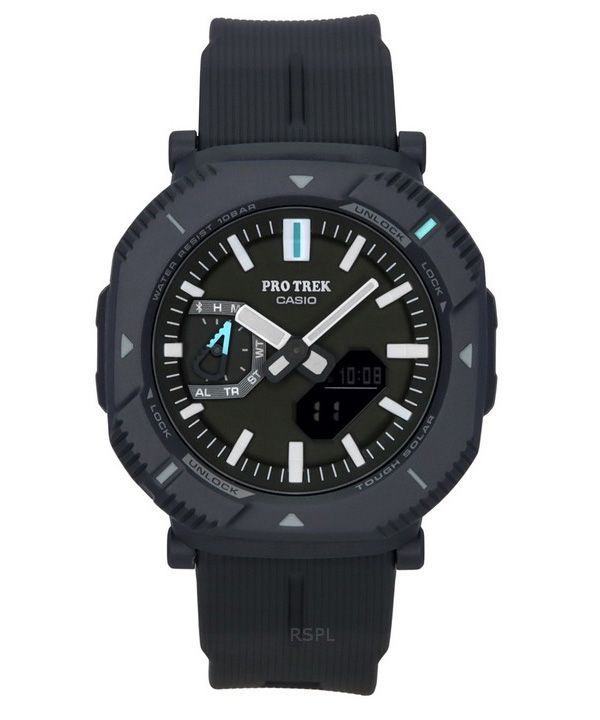 Casio Pro Trek analoginen digitaalinen älypuhelinlinkki hartsi vihreä kellotaulu Tough Solar PRJ-B001-1 100M miesten kello