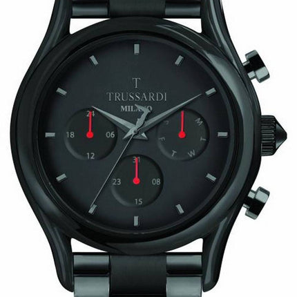 Trussardi T-Light musta kellotaulu ruostumattomasta teräksestä kvartsi R2453127009 miesten kello