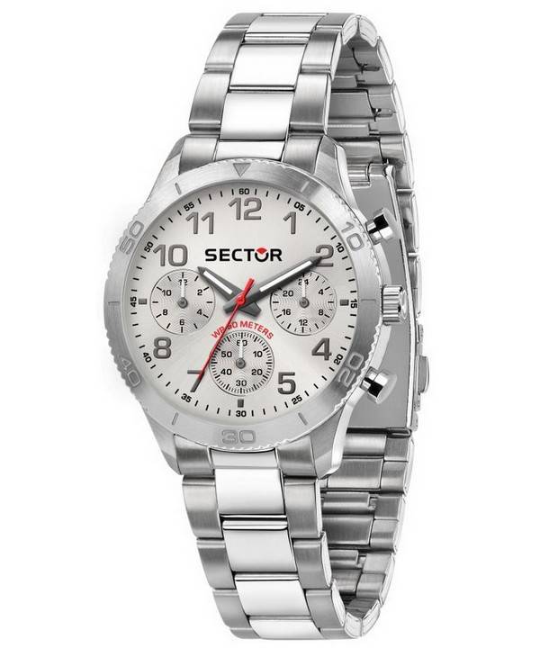 Sector 270 Chronograph valkoinen hopea kellotaulu ruostumaton teräs kvartsi R3253578019 miesten kello