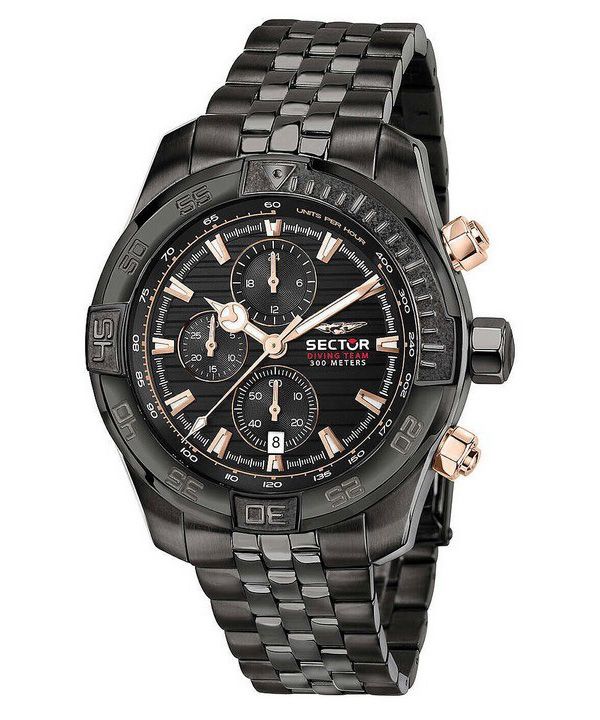 Sector Diving Team Chronograph Black Dial Quartz Diver&#39,s R3273635003 300M miesten kello