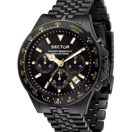 Sector 230 Chronograph ruostumaton teräs musta kellotaulu kvartsi R3273661029 100M miesten kello