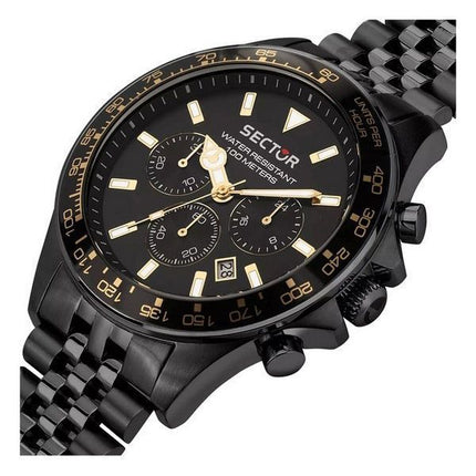 Sector 230 Chronograph ruostumaton teräs musta kellotaulu kvartsi R3273661029 100M miesten kello