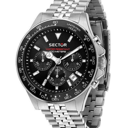 Sector 230 Chronograph ruostumaton teräs musta kellotaulu kvartsi R3273661033 100M miesten kello