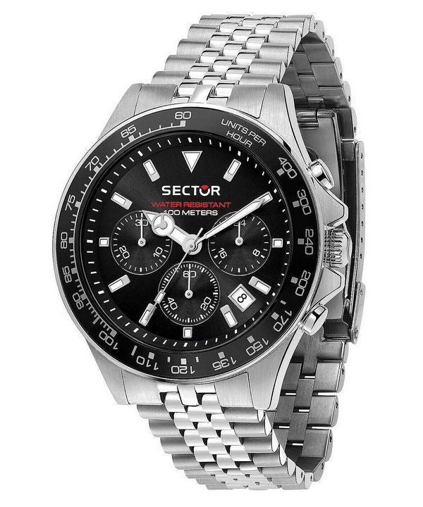 Sector 230 Chronograph ruostumaton teräs musta kellotaulu kvartsi R3273661033 100M miesten kello