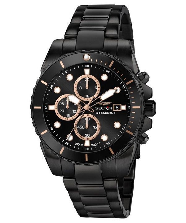 Sector 450 Chronograph ruostumaton teräs musta kellotaulu kvartsi R3273776005 100M miesten kello